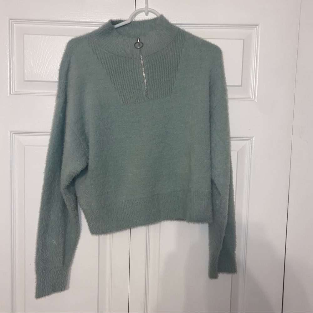 kendall and kylie fuzzy quarter zip